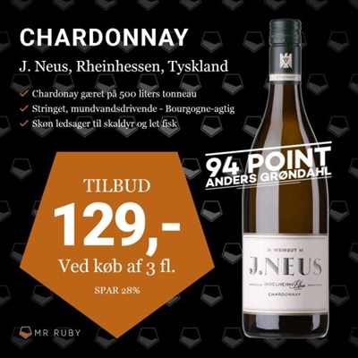 2019 Chardonnay, J. Neus, Rheinhessen, Tyskland